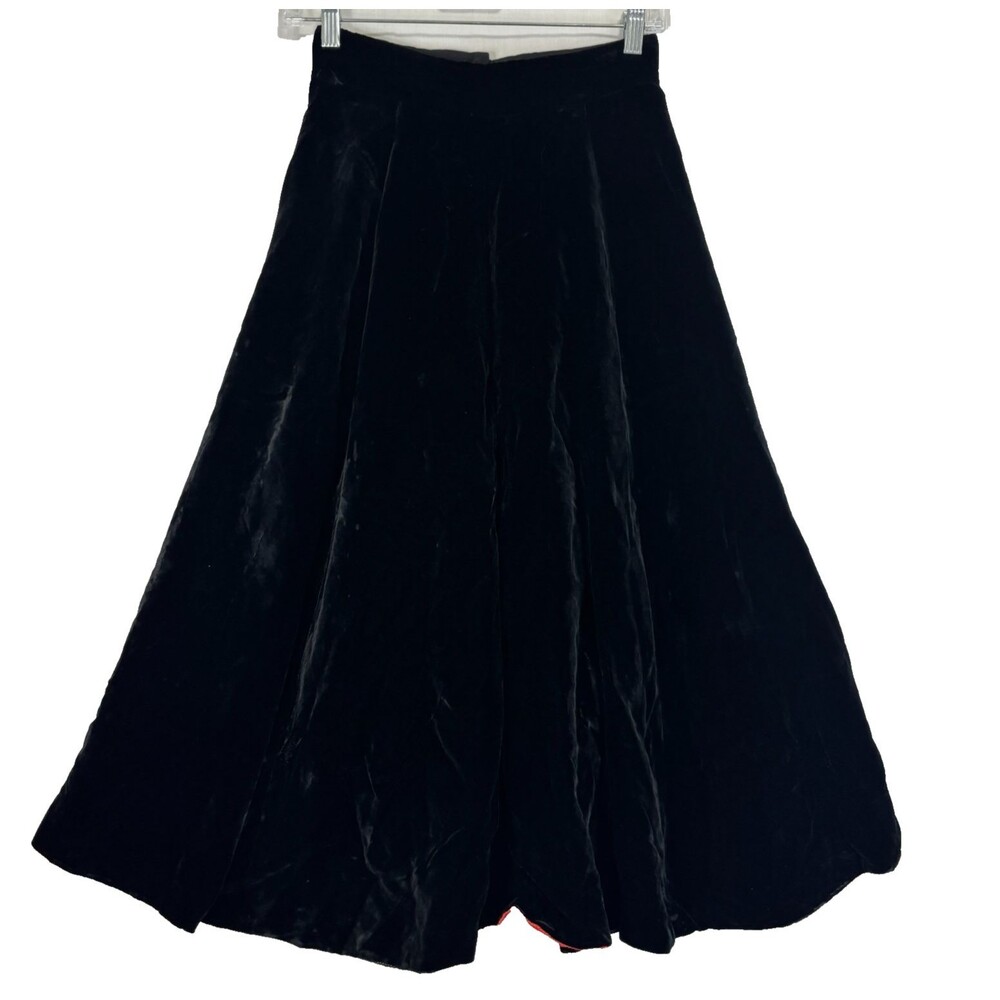 Vtg Gale & Gale By Modern Jr. Black Velvet Maxi Skirt Sz 4 A-Line Elegant‎ Goth